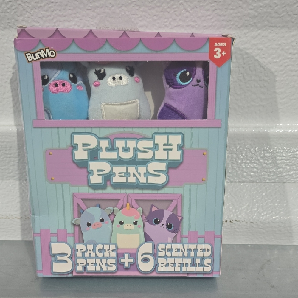 BunMo Plush Pens 3-Pack with Scented Refills Ages 3+ NWT